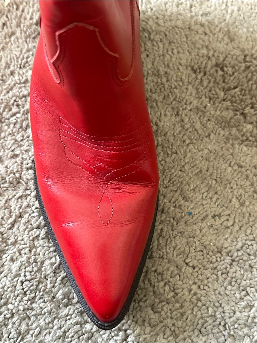 Red Leather Western Knee-High Boots - size 8 Cowboy cowgirl boots - Picture 3 of 8